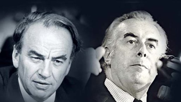 Rupert Murdoch (left) and Malcolm Fraser (right) worked to politically destroy Gough Whitlam.
