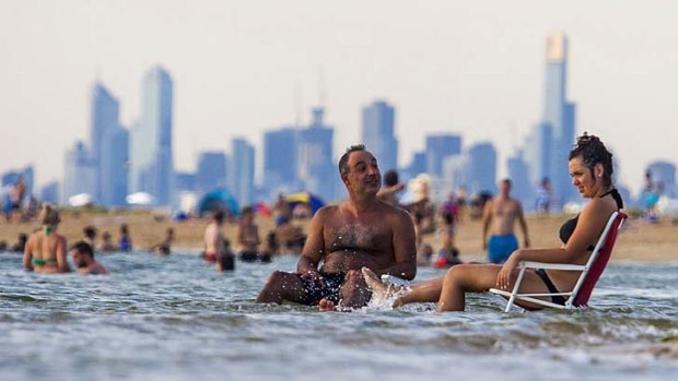 Melburnians keep cool at Brighton Beach.