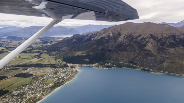 An aerial view of Lake Wanaka, in New Zealand's South Island.