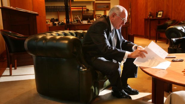 Former PM John Howard prefers a green Chesterfield