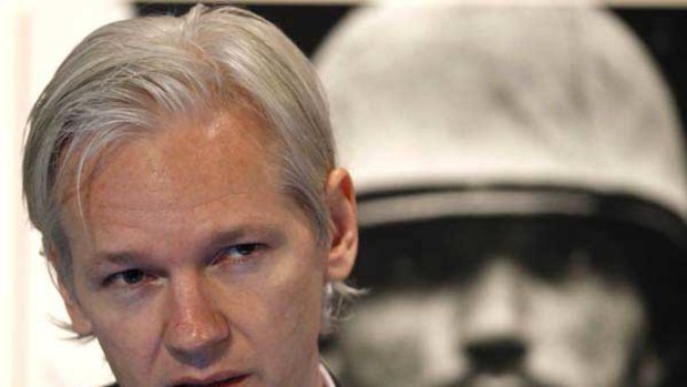 Wikileaks founder Julian Assange speaks a news conference at the Frontline Club in central London.