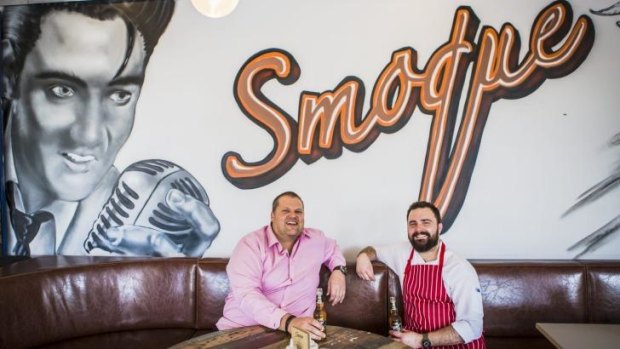 They're in the building: Smoque owner Grant Kells, left,  and chef Luke Drummond at their new restaurant in Woden.