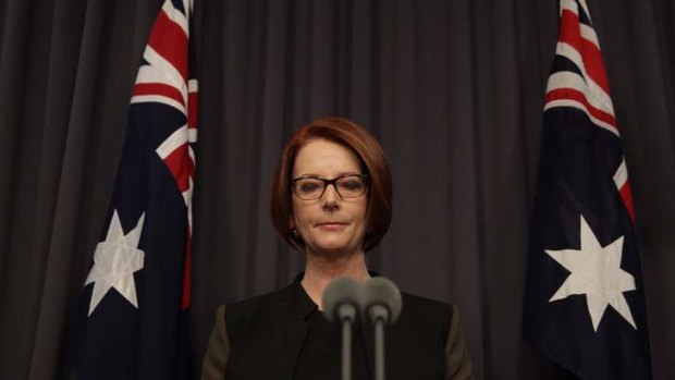 Julia Gillard addresses the media during a press conference at Parliament House in Canberra on Wednesday 26 June 2013.