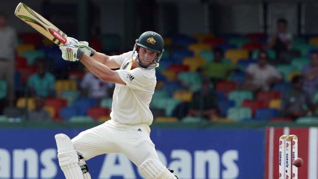 Assured... Shaun Marsh plays a cut shot on his way to another solid score of 81 against Sri Lanka,  in his second Test.