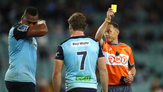 In trouble: Waratahs winger Taqele Naiyaravoro has copped a one-week suspension for a reckless tackle on Beauden Barrett.