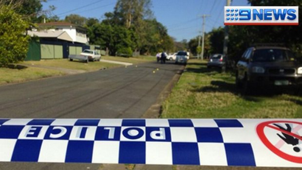 The scene of a suspected drive-by shooting in Ipswich. Photo: Nine News.