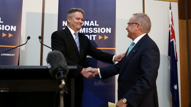 More cuts to come?: Finance Minister Senator Mathias Cormann and National Commission of Audit chairman Tony Shepherd.