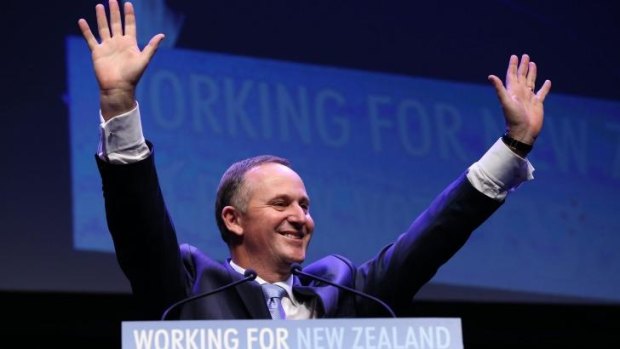Leader of the National Party, Prime Minister John Key, at his party's election launch.