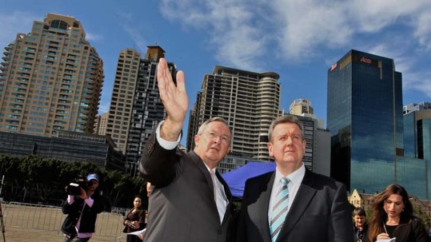 Desperate times ... Planning Minister Brad Hazzard, left, pictured with NSW Premier Barry O'Farrell.