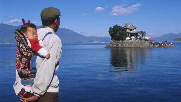 Erhai Lake in Yunnan Province, China.