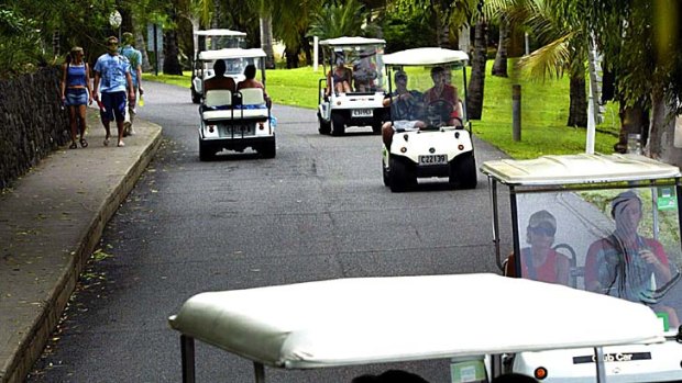 Golf buggies are the main form of transport on Hamilton Island.