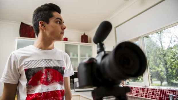 Oliver Levi-Malouf, 15, in his kitchen where he shot parts of his short-film which is a finalist in Tropfest Jr.