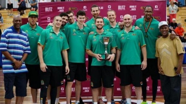 Pre-season champs: The Townsville Crocodiles with Leroy Loggins and Cal Bruton.