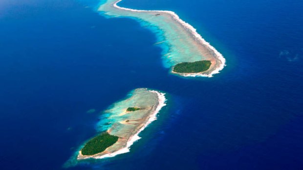 An aerial View of the Chuuk Atoll Islands.