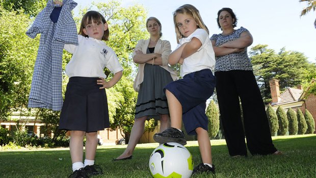 Short-changed: From left, Bella Morris, 6, and mum Zoe, Elliott Miller, 6 and mum Renee.