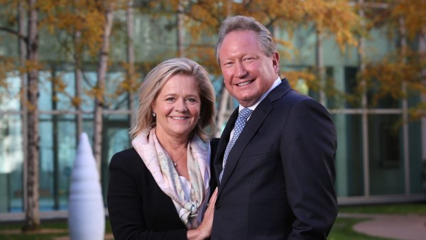 Philanthropists Andrew and Nicola Forrest in Parliament House, Canberra on Monday.