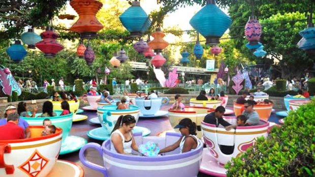 In a spin ... teacup ride at Disneyland, California.