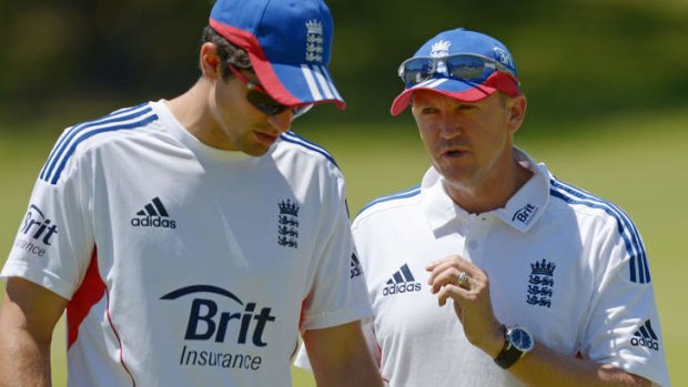 Time's up: Former England coach Andy Flower with Test cricket captain Alastair Cook.
