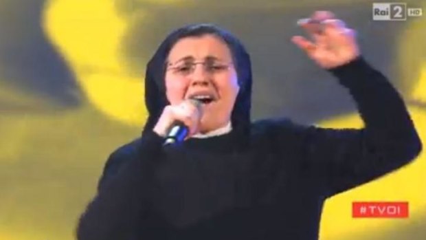 Great pop voice: Sister Cristina Scuccia stuns panel of <em>The Voice of Italy</em> with her version of <em>No One</em> by Alicia Keys.
