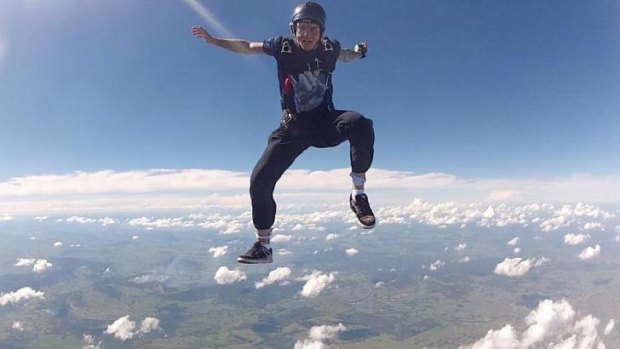 On top of the world: A dedicated skydiver and BASE jumper, Ashley Cosgriff "never felt more at home than when he was flying through the clouds".