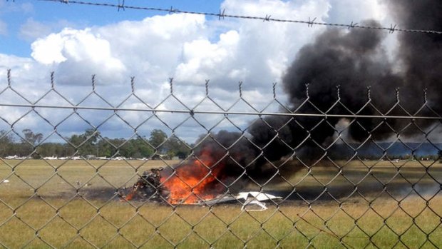 A skydiving plane that crashed shortly after take off at Caboolture, killing 5 people. Photo: Seven News