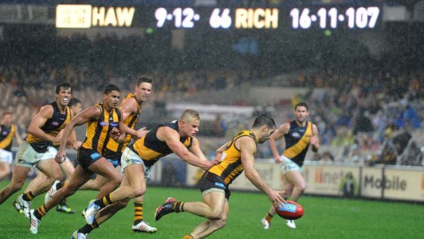 The scoreboard tells the story of Richmond's upset win over Hawthorn.