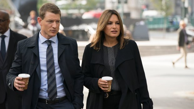Philip Winchester as Peter Stone, with Mariska Hargitay as Lieutenant Olivia Benson  in  Law and Order SVU.