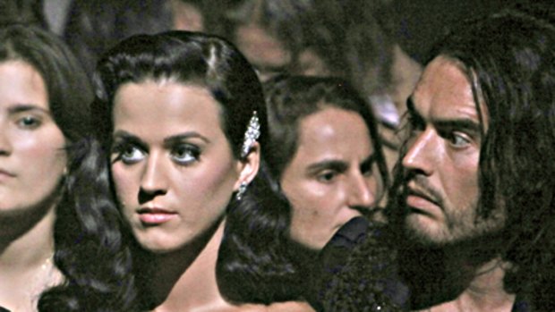 Nude for love ... Katy Perry and Russell Brand.