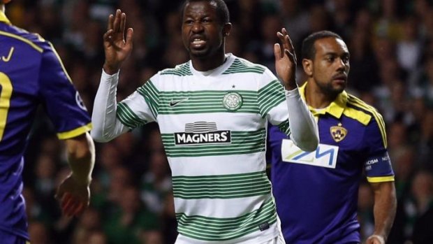 Celtic's Efe Ambrose reacts to a missed opportunity.