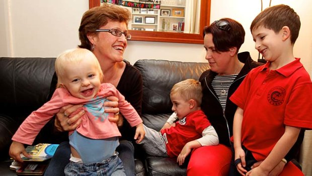 Observed a marked maturity: Lynne Martin (left) and Michelle McCormack with their sons Finlay, 1, Angus, 4, and Tom, 7.