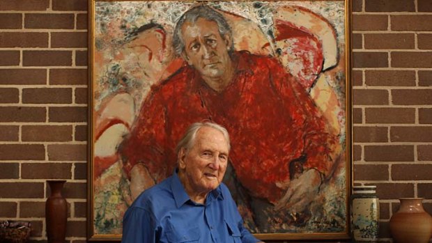 A man of the Left &#8230; Tom Uren at home in Balmain, in front of a portrait painted by Clifton Pugh in the early 1970s.