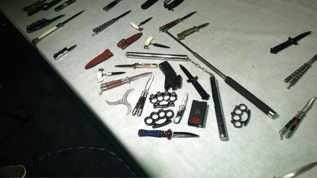 Some of the weapons seized by police.