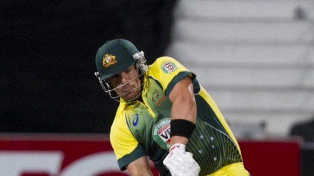 Australia's Aaron Finch hits out.