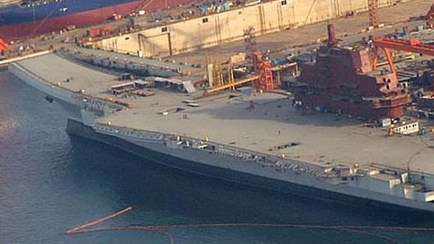 Former Soviet-era aircraft carrier Varyag being refurbished by China.