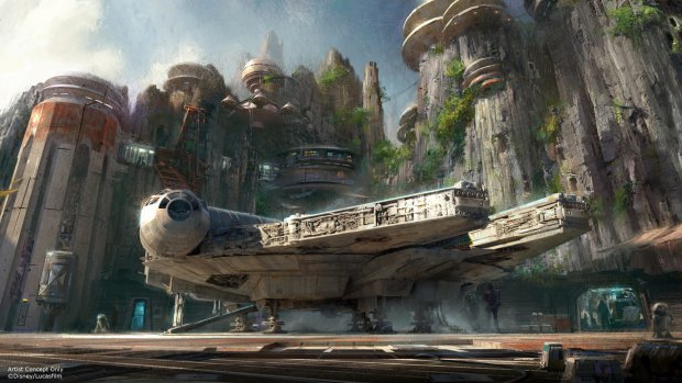 This image provided by Disney parks shows the Star Wars-themed lands will be coming to Disneyland in California and Disney's Hollywood Studios in Florida