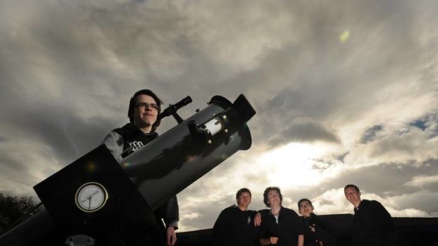 Melrose High student's (front) Liam Saillare and behind (L to R) Paul Nilsson, Alex Hughes, Tristan Khaw and Oliver Cross are all part of the school science program that is looking forward to the transit of venus.