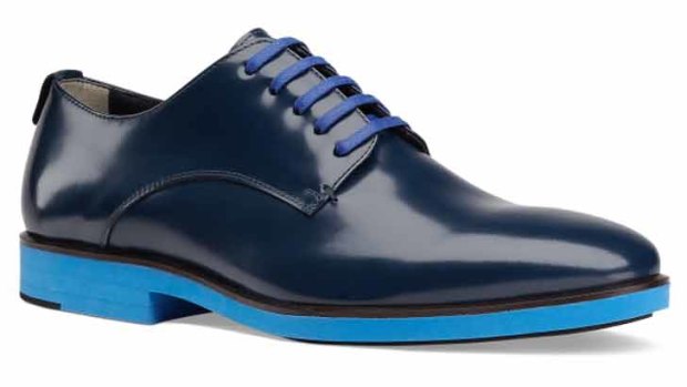 Not for the shy: Fendi's navy derby with 'vivid' sole.