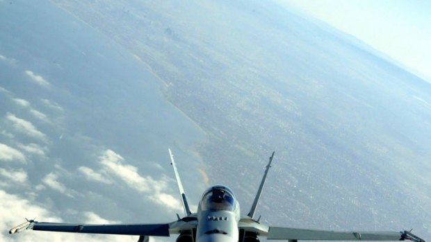 A Royal Australian Air Force F/A-18 in flight.