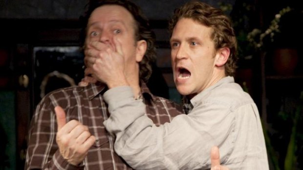 Black comedy: Tony Poli and Jake Lyall in the God of Hell.