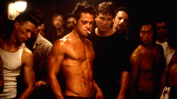 Brad Pitt, centre front, as Tyler Durden in Fight Club.