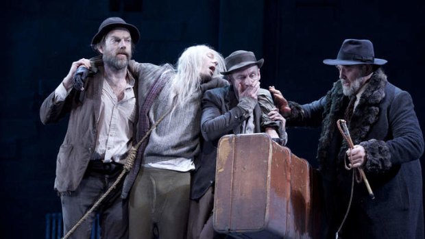 Hugo Weaving, Luke Mullins, Richard Roxburgh and Philip Quast in Sydney Theatre Company's <em>Waiting For Godot</em>.