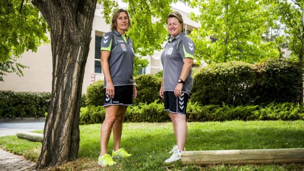 Canberra United coaches Elisabeth Migchelsen and Raeanna Dower.