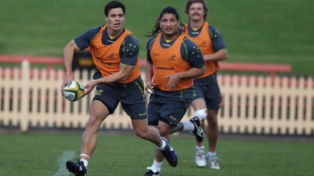 Opportunity: Matt Toomua trains with the Wallabies on Tuesday.
