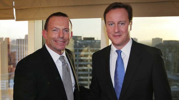 British Prime Minister David Cameron, who met Tony Abbott in England last October, has undermined the  Oppostion Leader's campaign against the carbon tax by praising the Gillard government's plan.