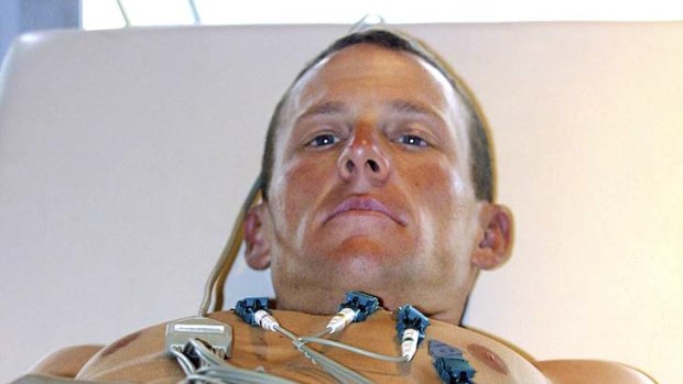 Fallen idol: Lance Armstrong at a Tour de France medical in 2001.