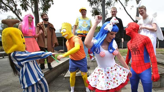 Students at St Helena Secondary College in Eltham dress and dance to mark muck-up day.