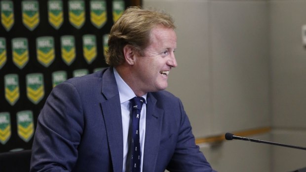 Give him time: NRL CEO Dave Smith smiles after announcing the latest rights deal with Nine.