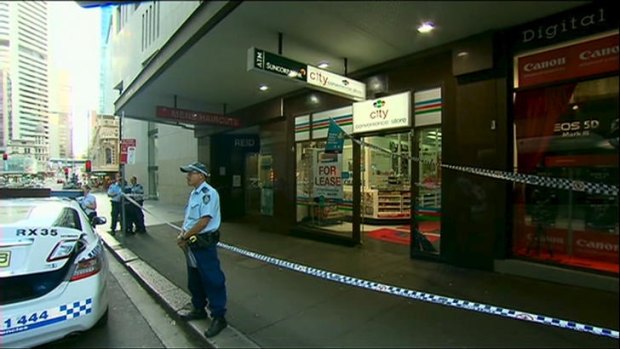 The scene outside the convenience store where a man died after being shot with a police Taser.