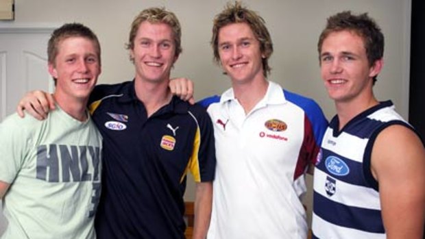 Scott, Adam, Troy and Joel Selwood at their family home in Bendigo.