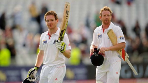 Gunslinger ... Eoin Morgan was 125 not out against Pakistan at stumps on day one at Trent Bridge.